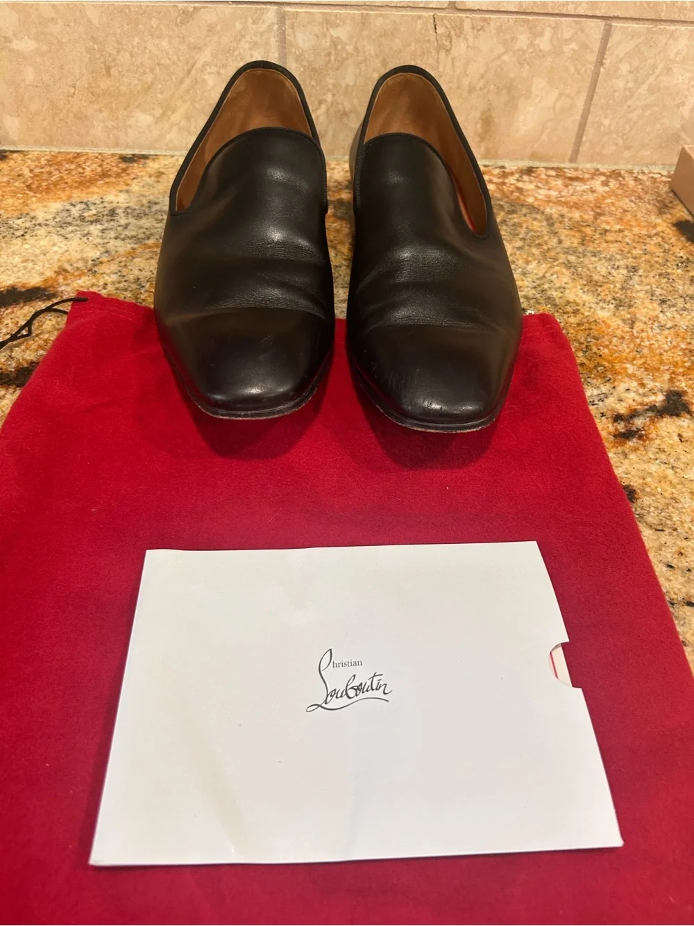 Christian Louboutin Dandelion Flat Black Leather Men’s Loafers EU 43